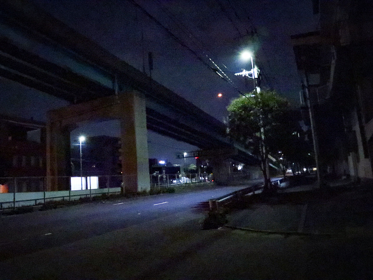 癒される異空間「深夜の須崎ふ頭」を散歩：福岡都市高を下から撮影